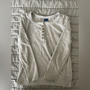 Old Navy Light Gray Henley Long Sleeve Top